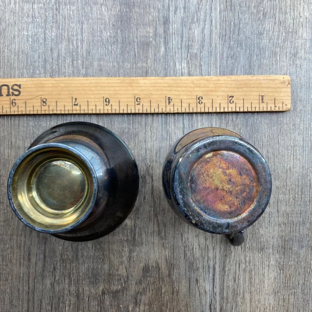 Vintage Silver Plated Creamer and Sugar Set with Rainbow‎ Tarnish Patina
